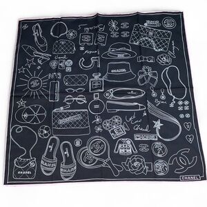 CHANEL Monochrome Graphic Silk Scarf